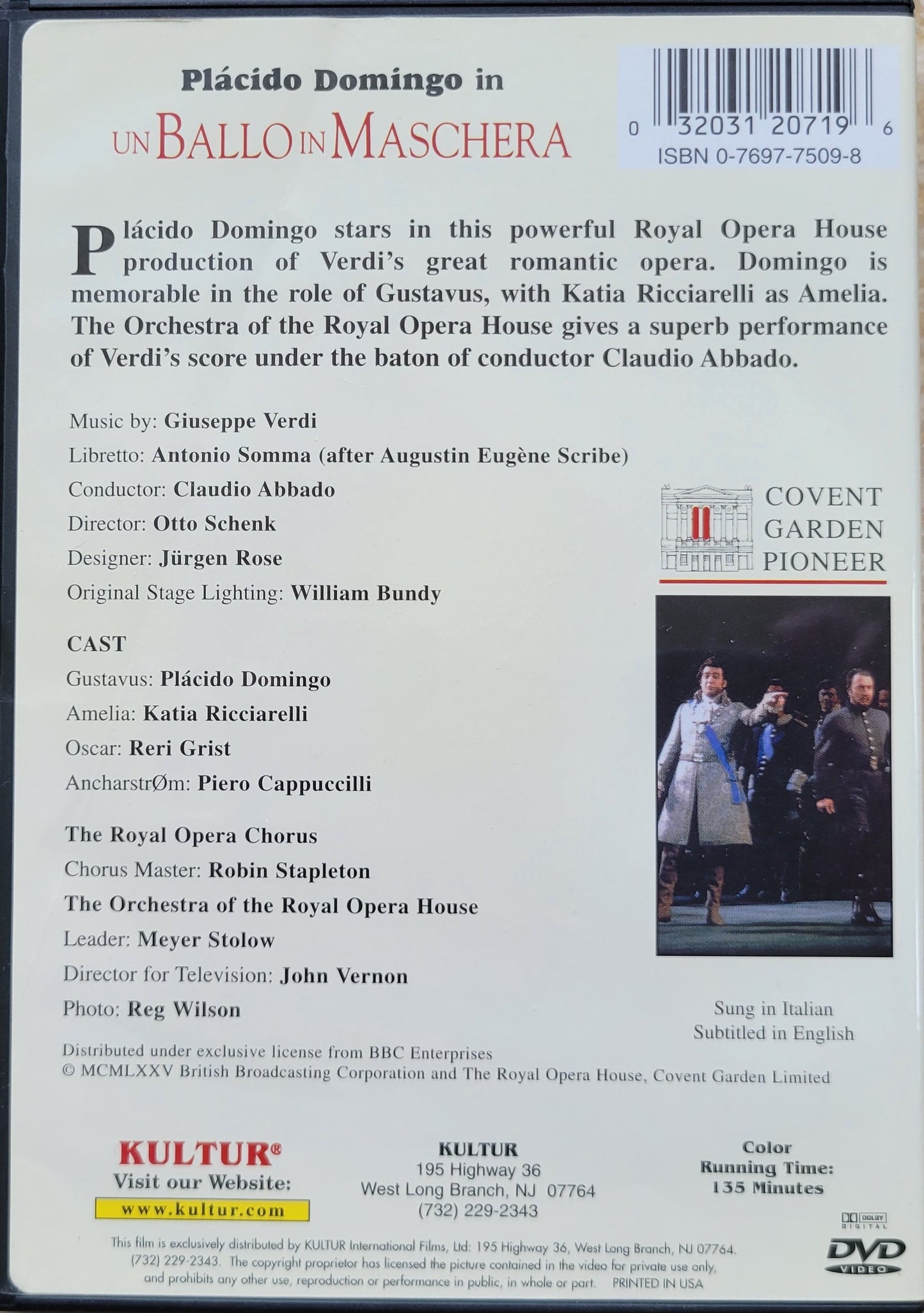DVD - Verdi: Un Ballo in Maschera (Opera)