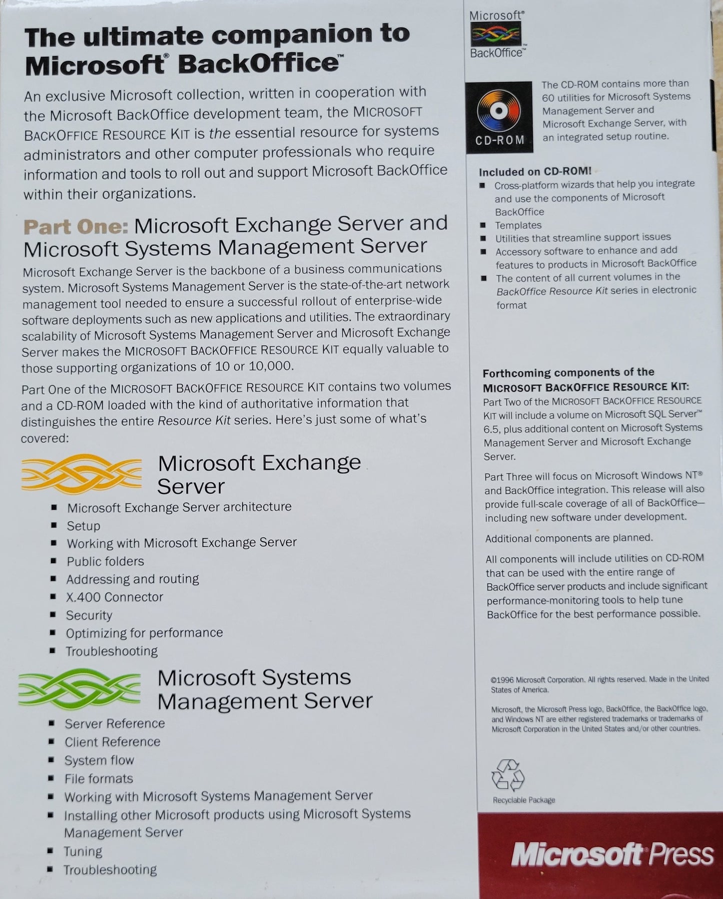 Vintage - Microsoft BackOffice Resource Kit