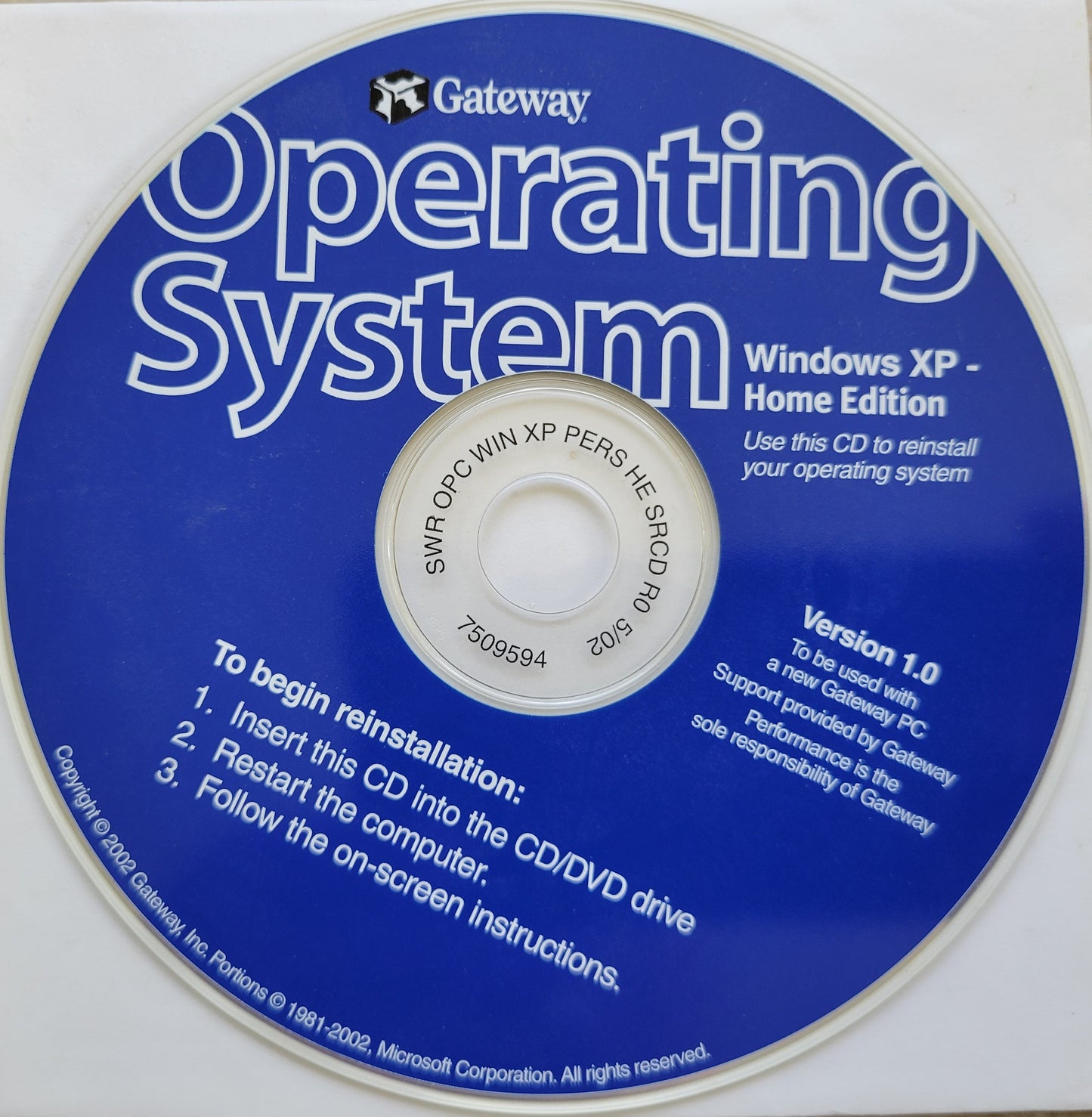 Vintage CD - Microsoft Windows XP Home Edition for Gateway