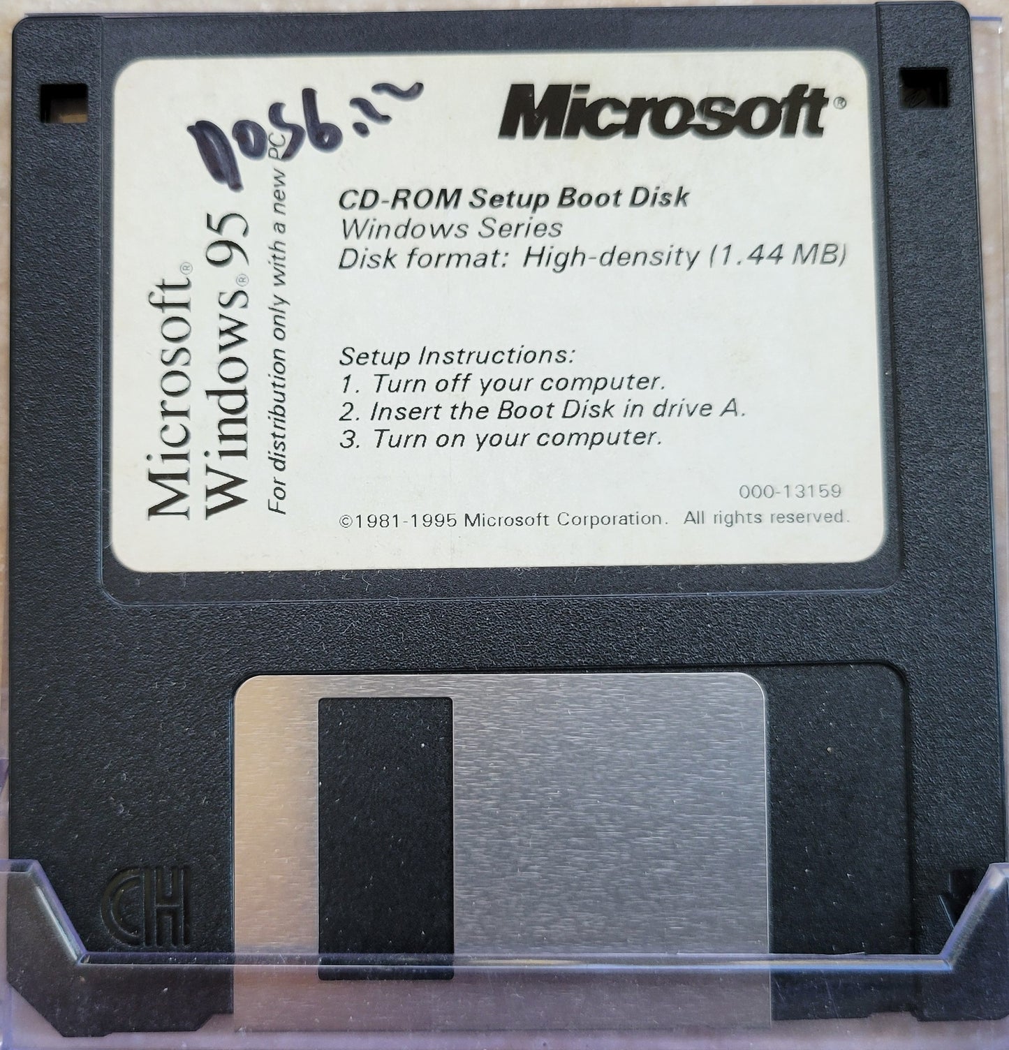 Vintage Floppy Diskette - Microsoft Windows 95 CD-ROM Setup Boot Disk