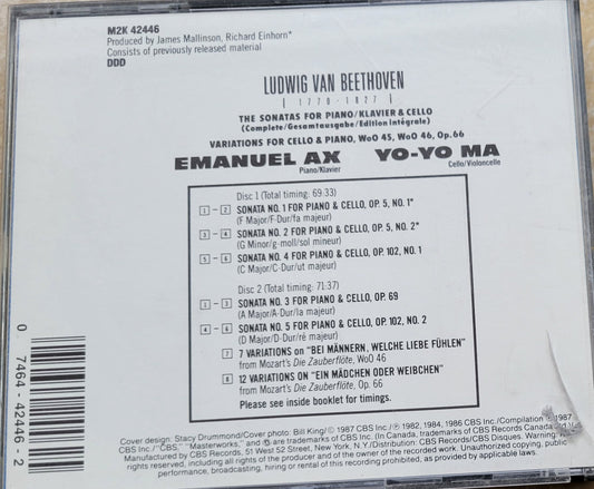 2. Music CD - Beethoven: Sonatas for Piano and Cello, 2 CDs, 1987