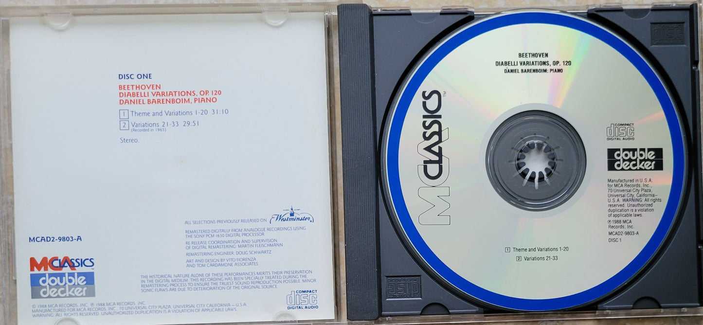 Music CD - Beethoven: Diabelli Variations, Daniel Barenboim, 1988