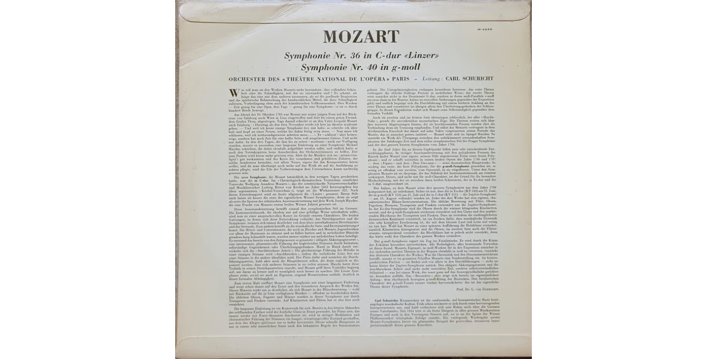 LP Record - Mozart: Symphonie No. 40 and 36