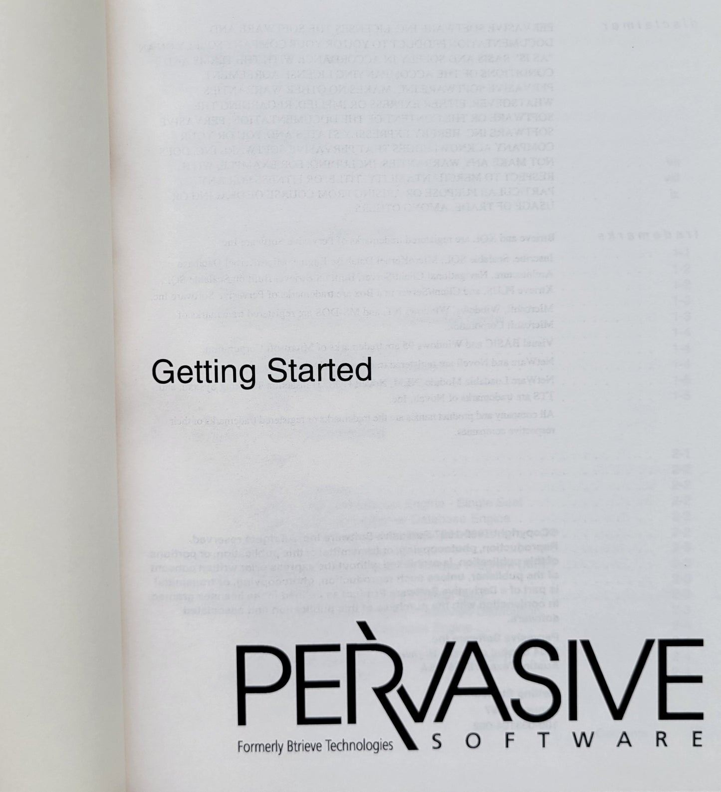 Vintage - Getting Started Pervasive Btrieve
