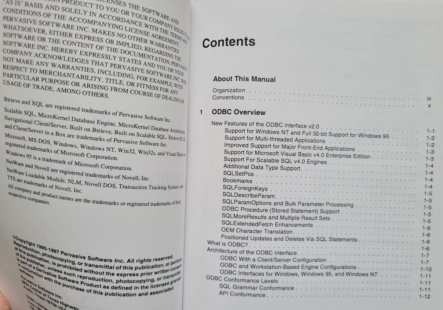 Vintage - ODBC Interface  by Pervasive