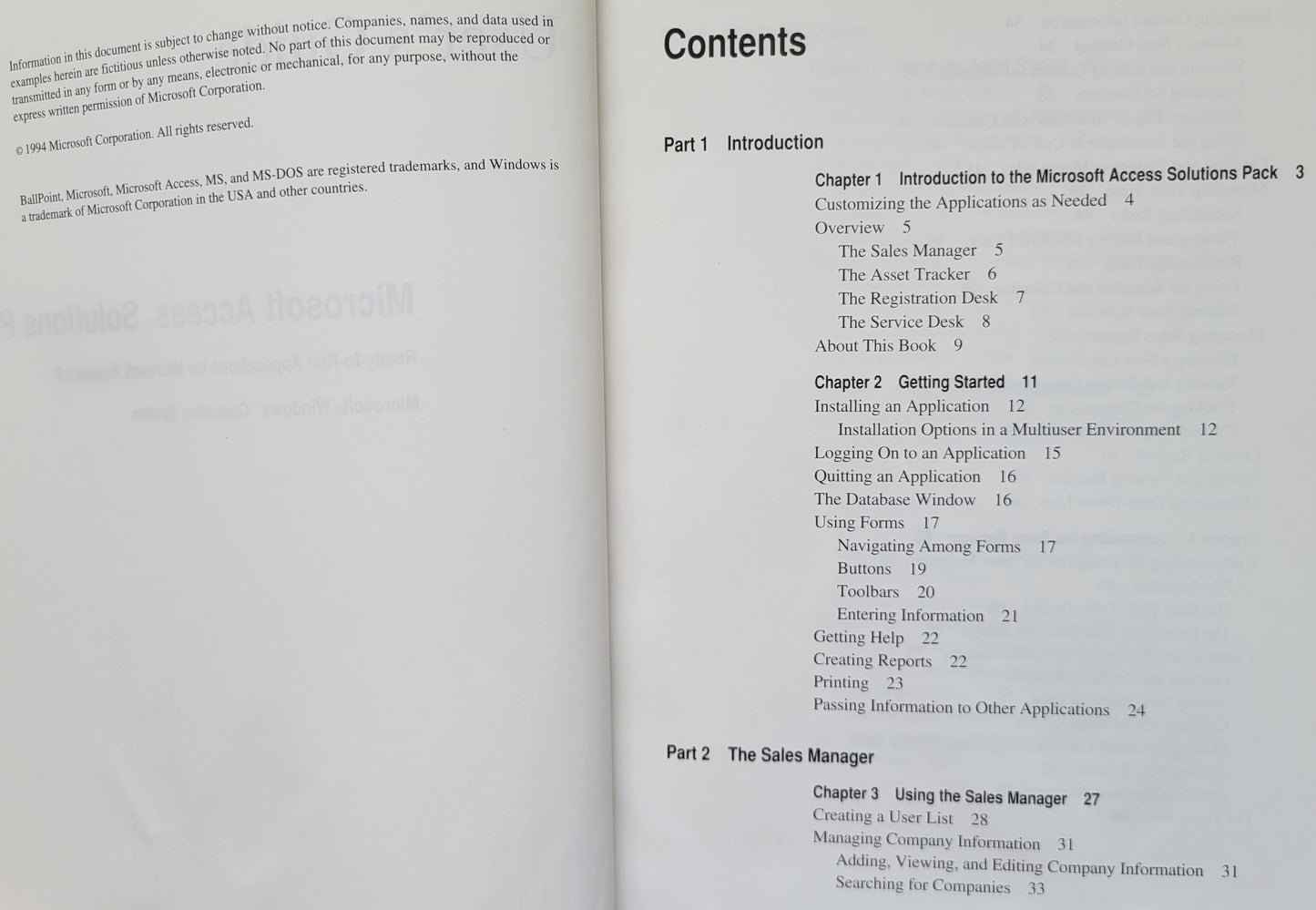 Vintage - Microsoft Access Solutions Pack User's Guide