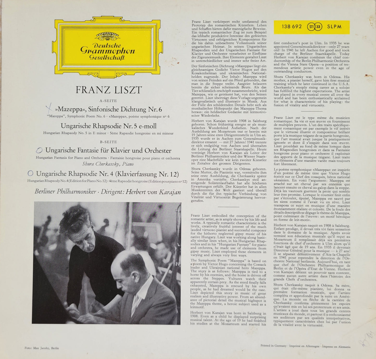 LP Record - Franz Liszt: Mazeppa, Ungarische Fantasie Ungarische Rhapsodien 4-5