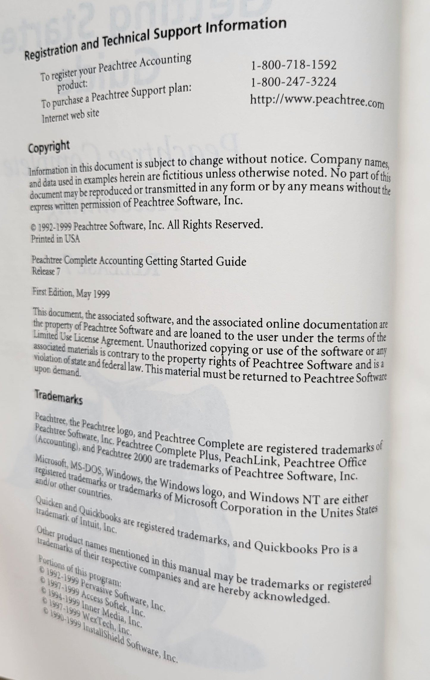 Vintage - Getting Started Guide For Peachtree Complete Accounting Release 7.0