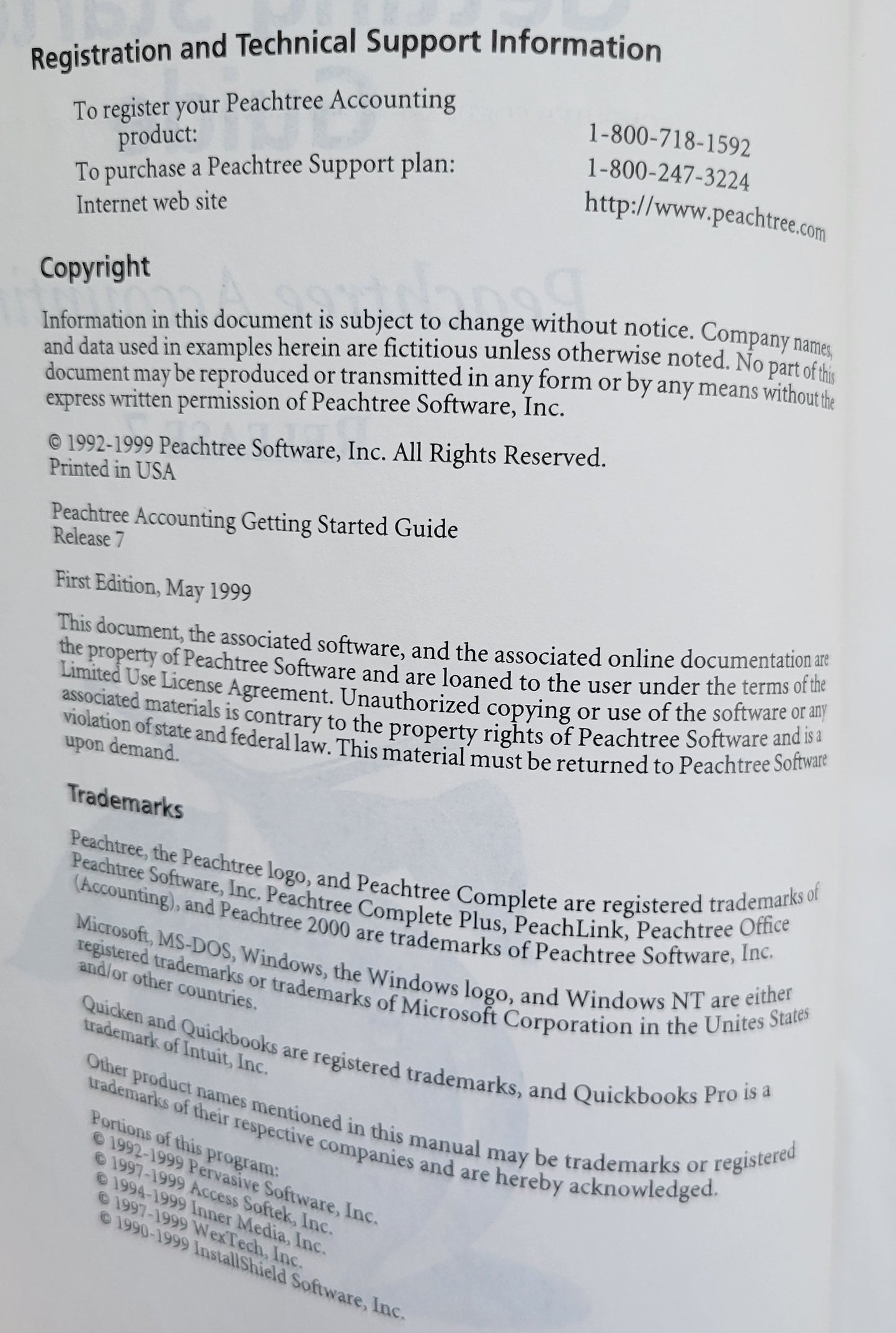 Vintage - Getting Started Guide For Peachtree Accounting 7.0
