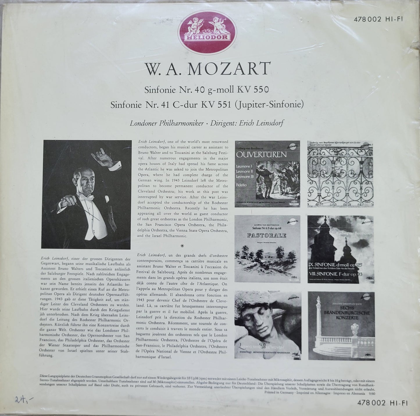 LP Record - Mozart: Symphony No. 40 and 41