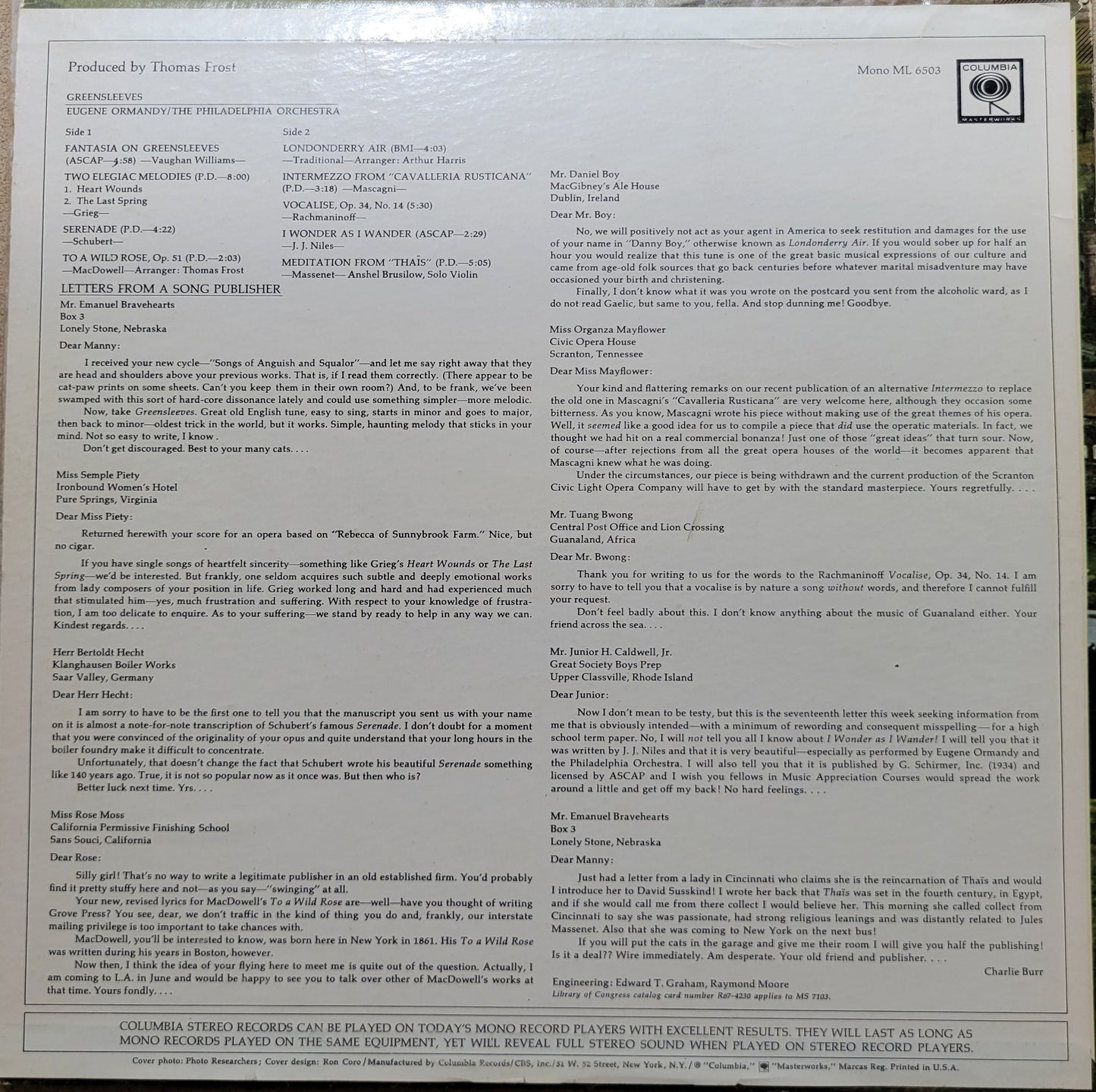 LP Record - Eugene Ormandy, The Philadelphia Orchestra