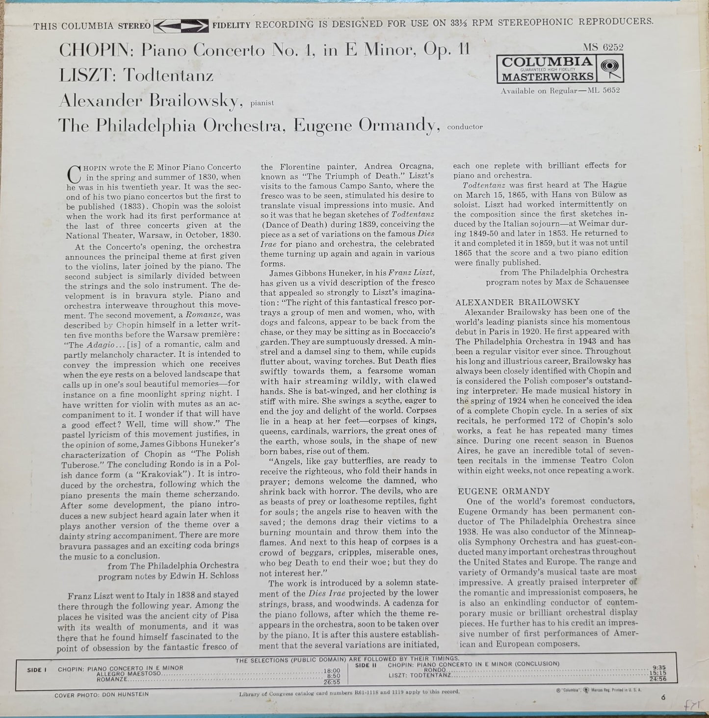 LP Record - Brailowsky and Ormandy