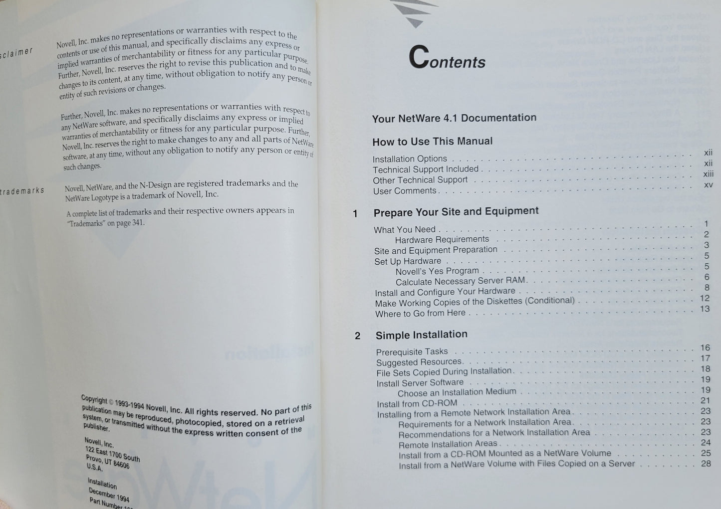 Vintage - NOVELL NetWare Installation, Version 4