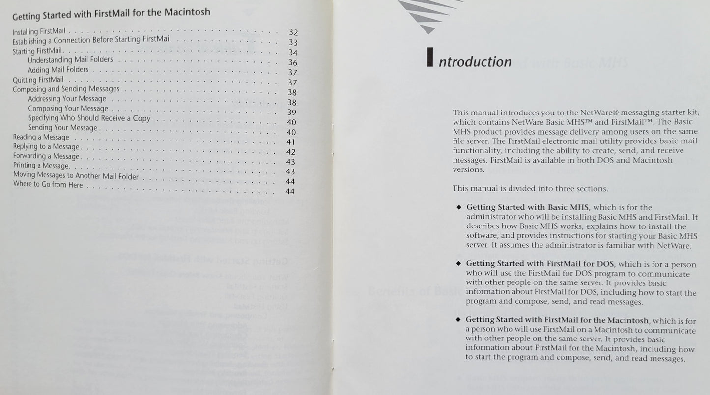 Vintage - NOVELL NetWare Getting Started with Messaging