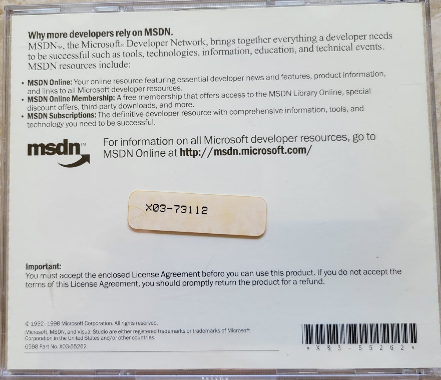 1. Vintage - Microsoft Visual Studio 6.0 by MSDN Library, 2 CDs, 1998