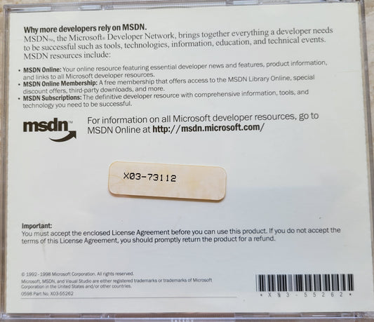 1. Vintage - Microsoft Visual Studio 6.0 by MSDN Library, 2 CDs, 1998