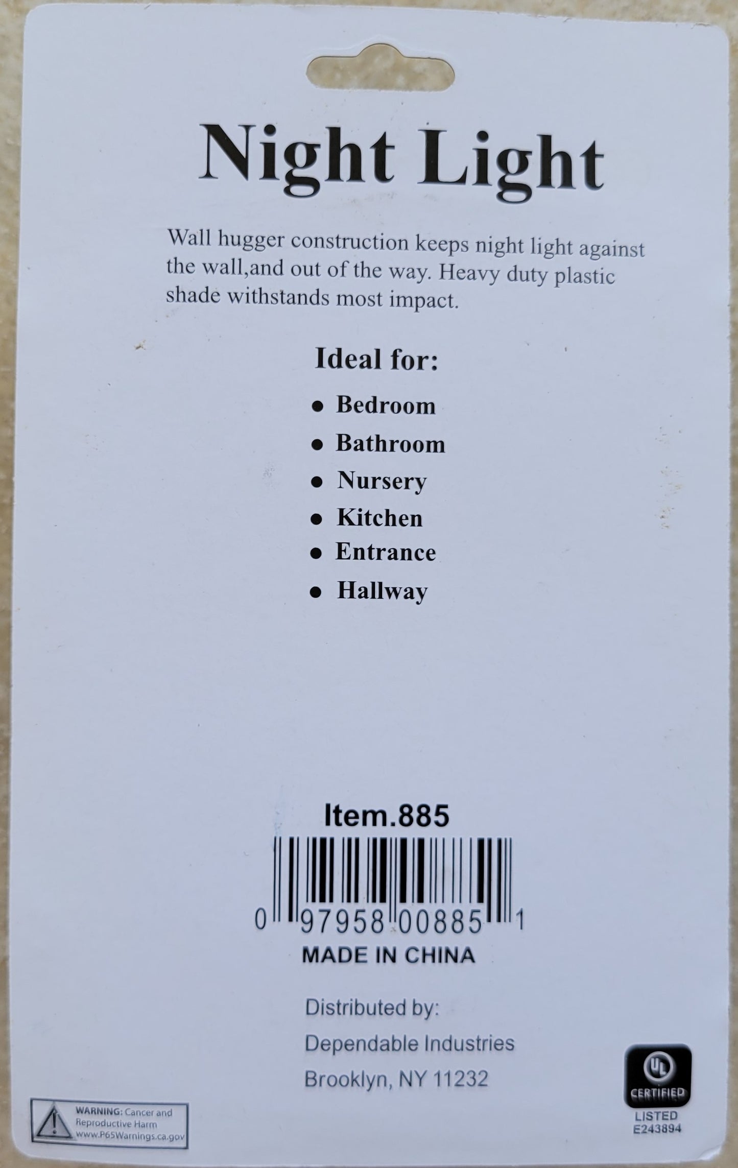 Night Light with Switch, UL Certified