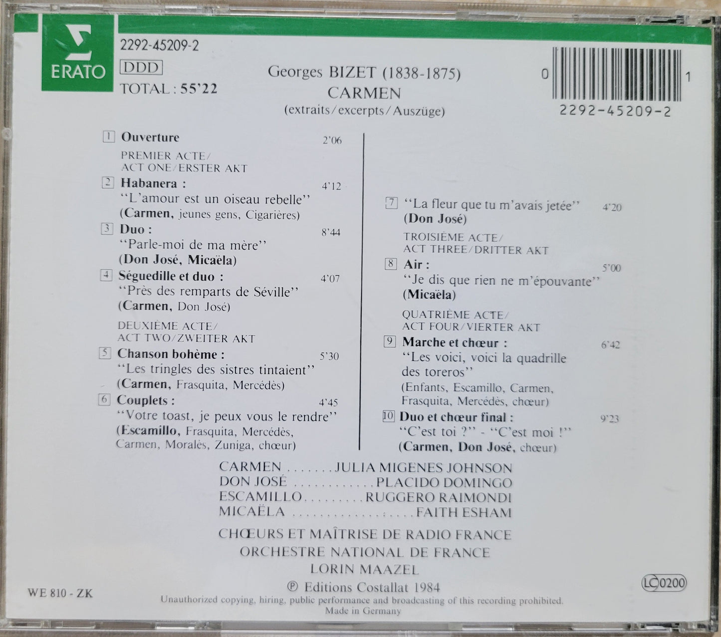 Bizet Carmen: Audio CD, Julia Johnson, Placido Domingo, Ruggero Raimondi (Opera)