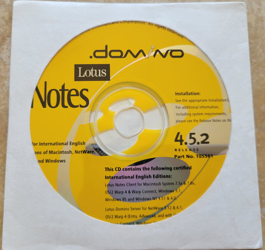 Vintage CD - Lotus Notes for Windows, Macintosh, NetWare, and OS/2