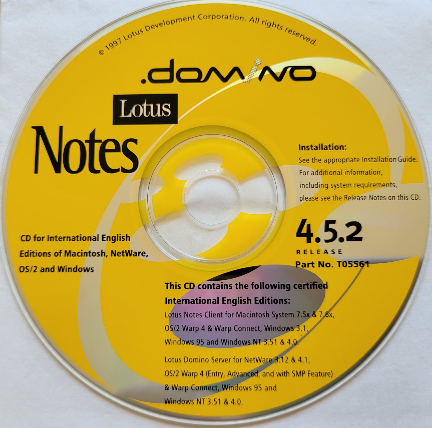 Vintage CD - Lotus Notes for Windows, Macintosh, NetWare, and OS/2