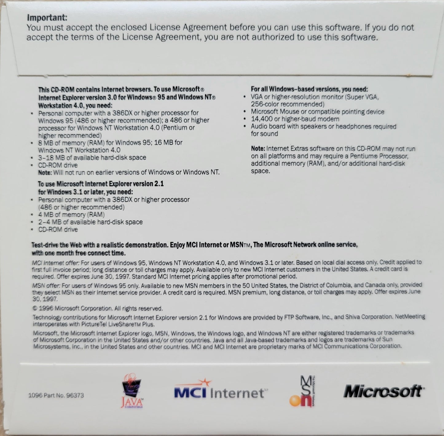 Vintage CD - Microsoft Internet Explorer, Version 3.0