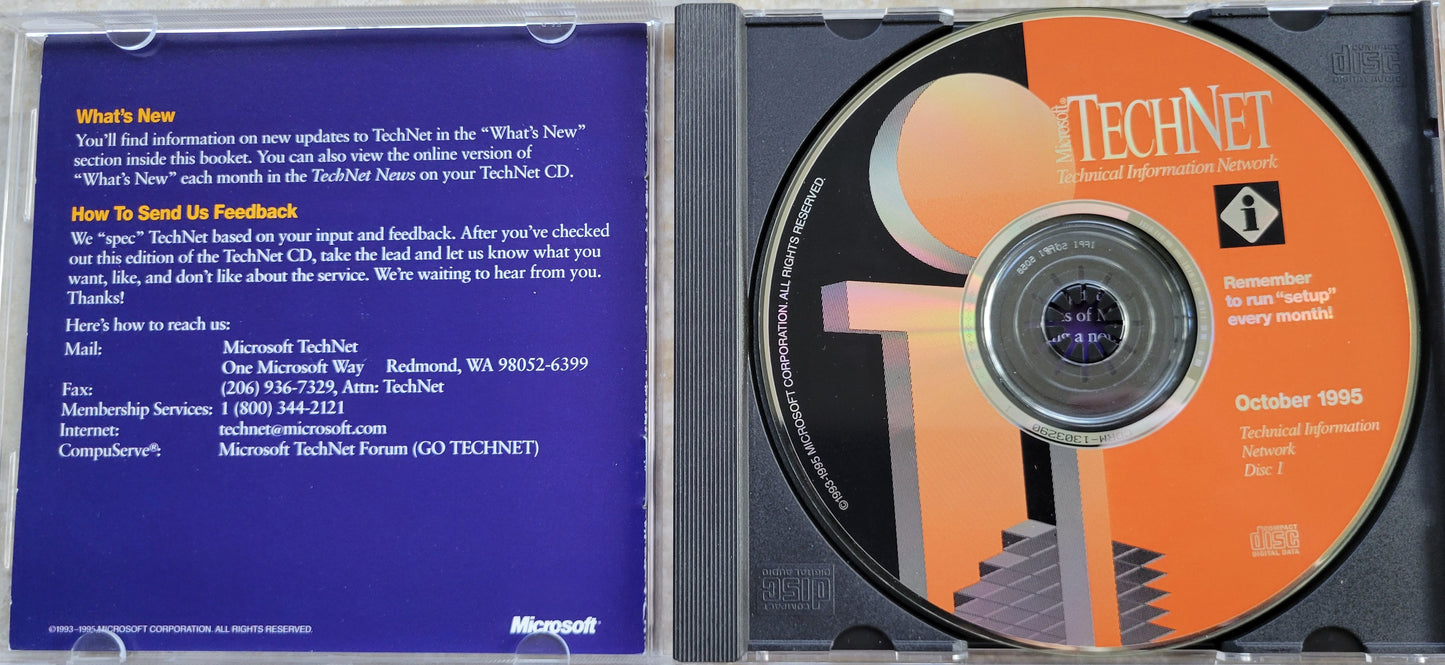 1. Vintage - Microsoft TechNet, Technical Information Network  October 1995  2 CDs