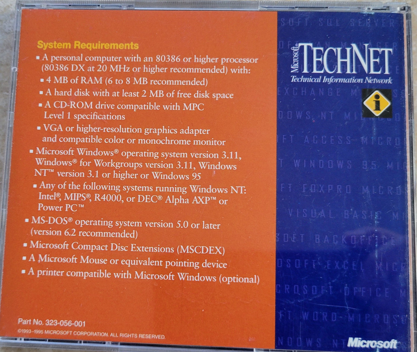 1. Vintage - Microsoft TechNet, Technical Information Network  October 1995  2 CDs