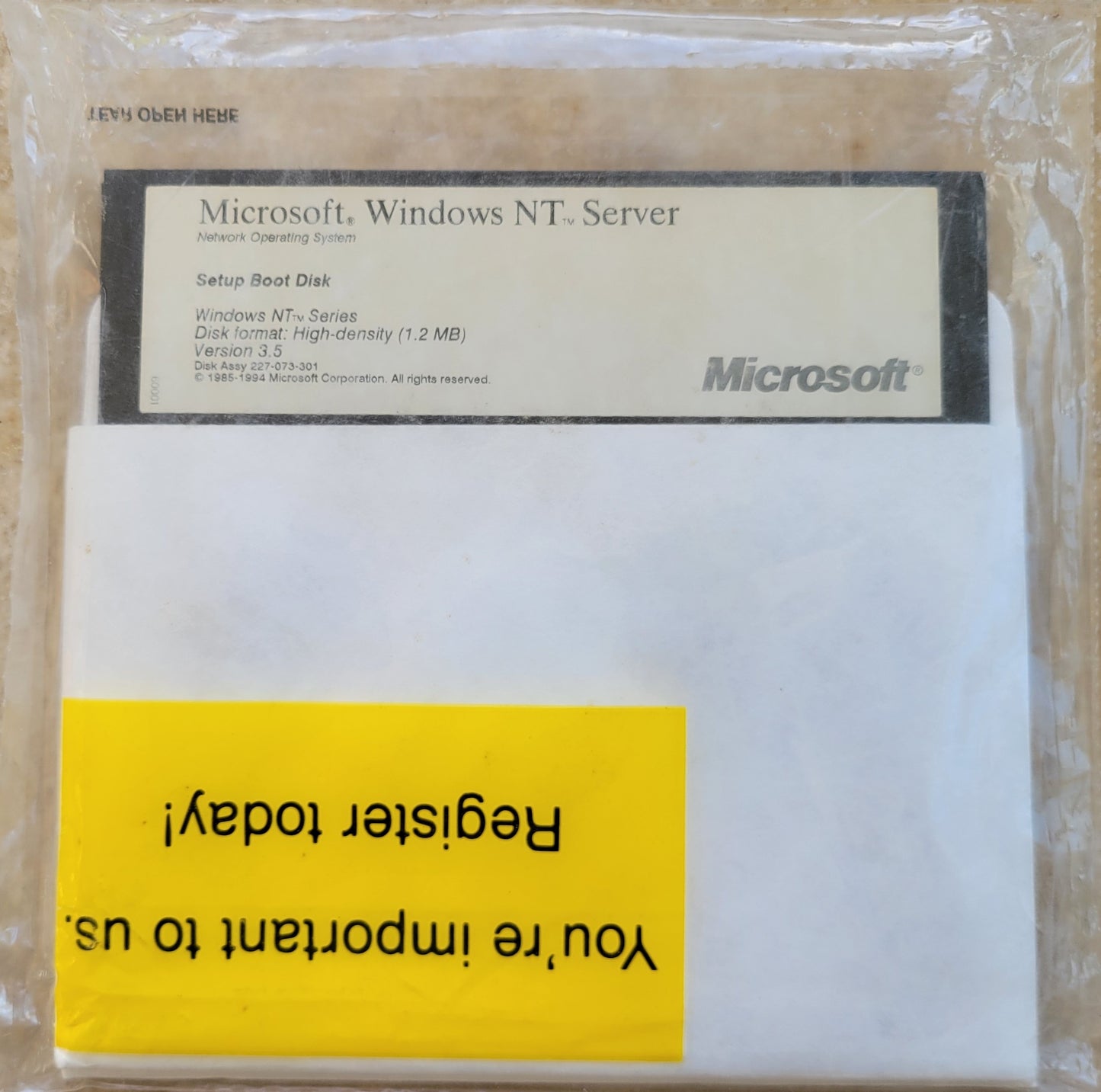 Vintage Floppy Diskette - Microsoft Windows NT Server Setup Boot Disk