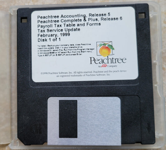 Vintage Diskette - Peachtree Accounting Release 5 & Complete Plus Release 6