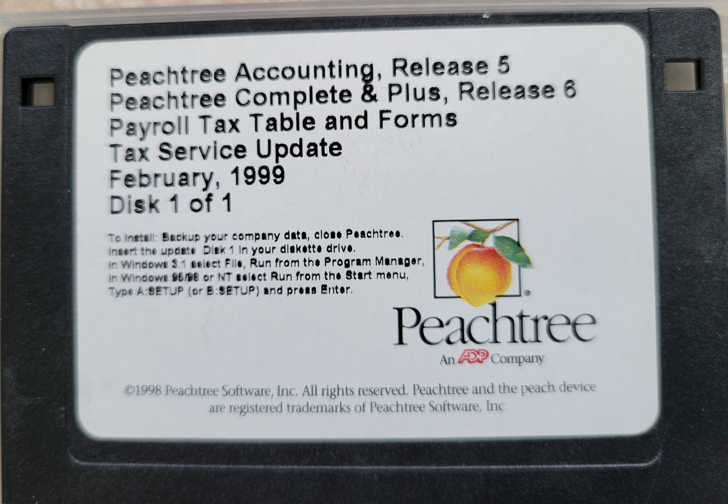 Vintage Diskette - Peachtree Accounting Release 5 & Complete Plus Release 6