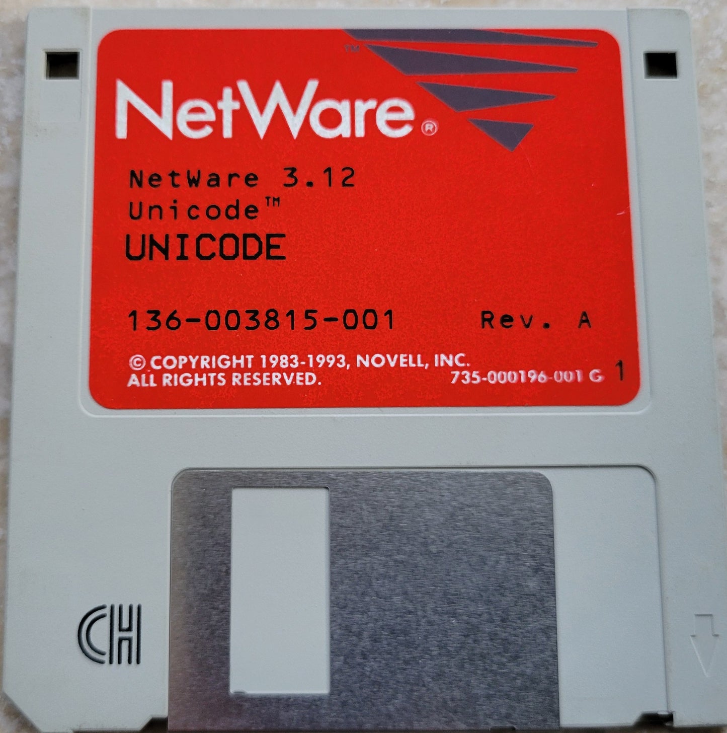 Vintage Floppy Diskette - NOVELL NetWare 3.12 Install, 1993