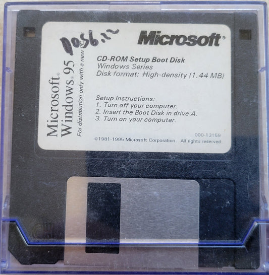 Vintage Floppy Diskette - Microsoft Windows 95 CD-ROM Setup Boot Disk