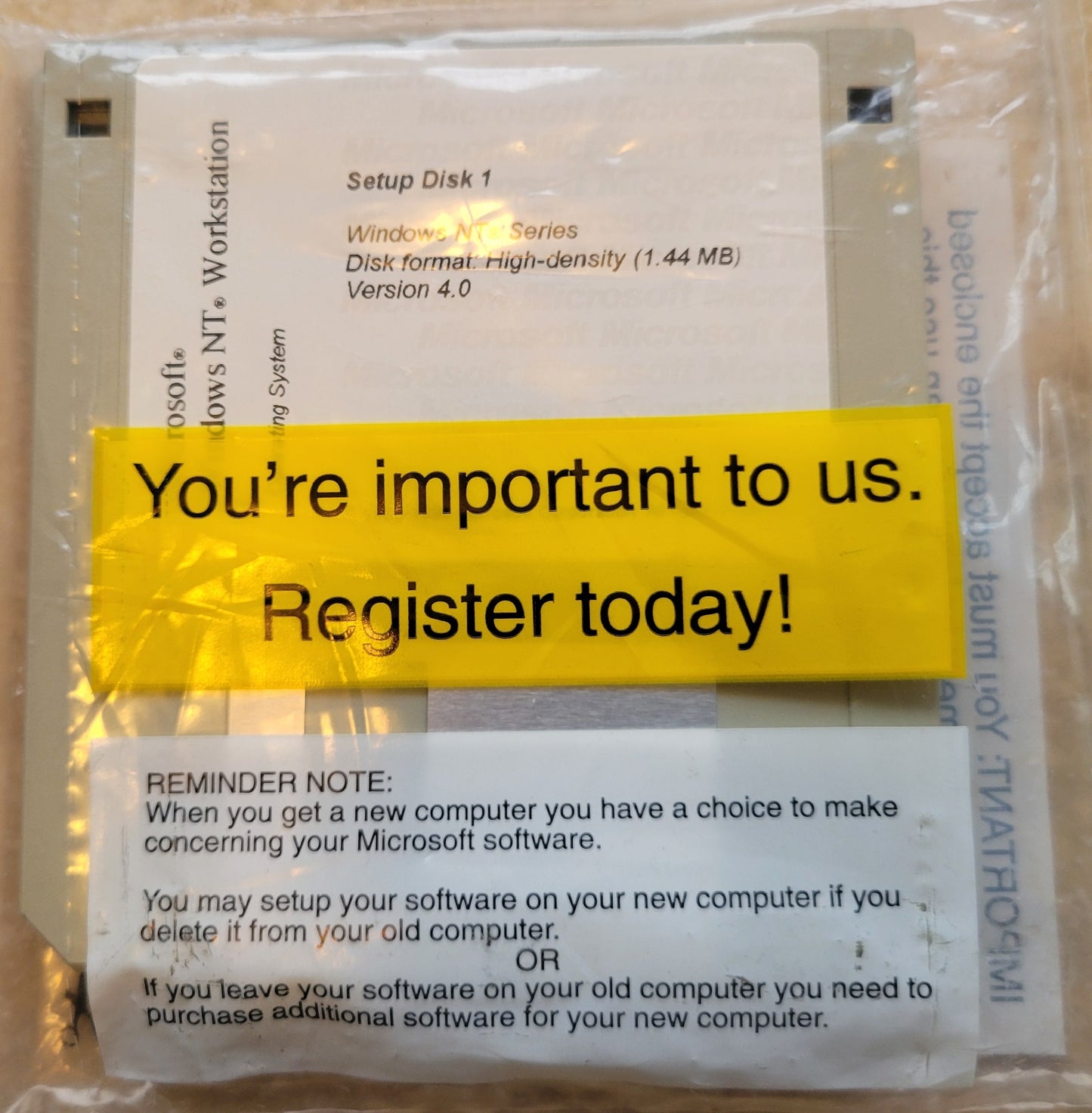 Vintage Floppy Diskette - Microsoft Windows NT Workstation Setup Disks
