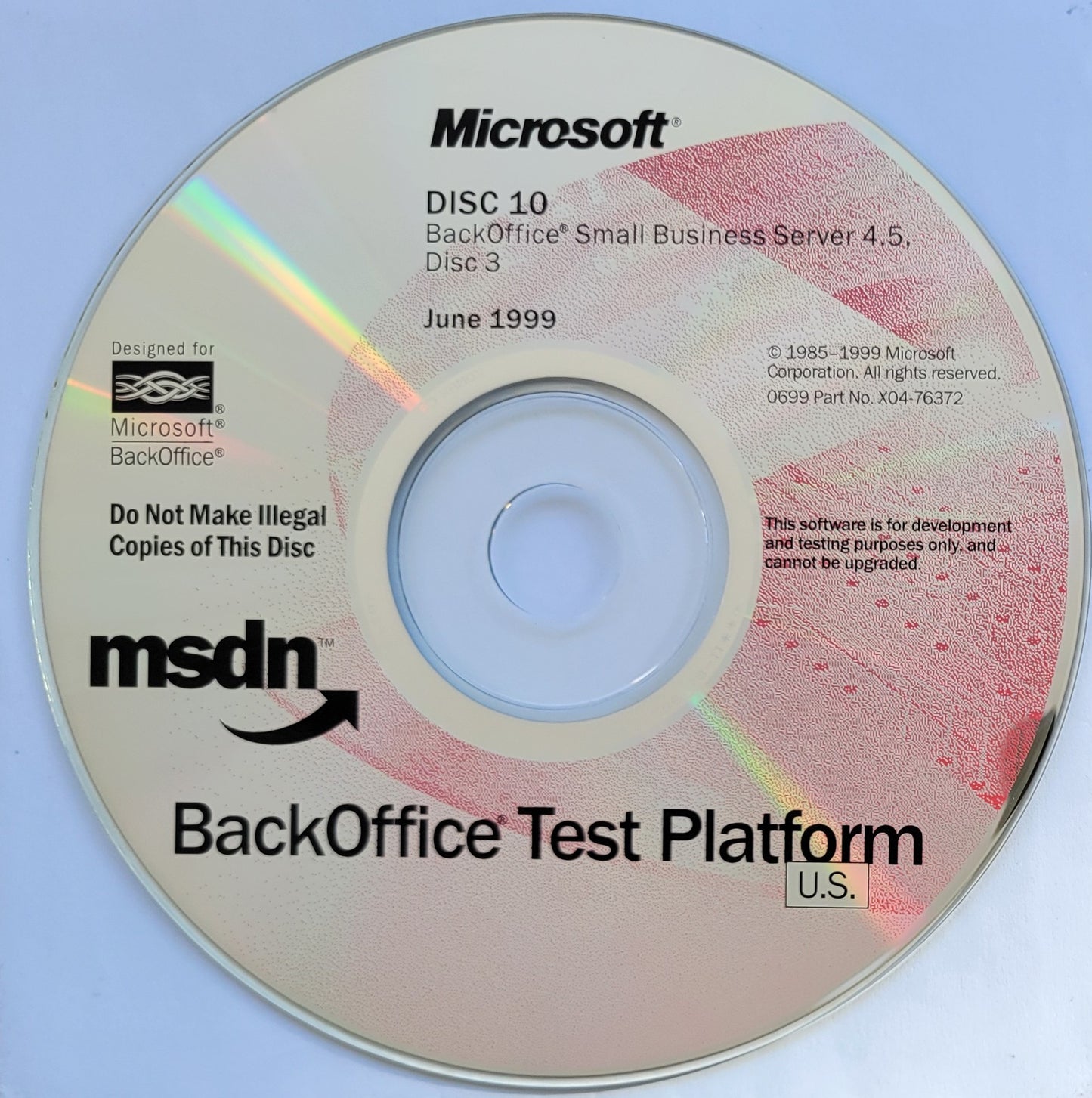 Microsoft BackOffice Small Business Server 4.5, 3 CDs  June, 1999