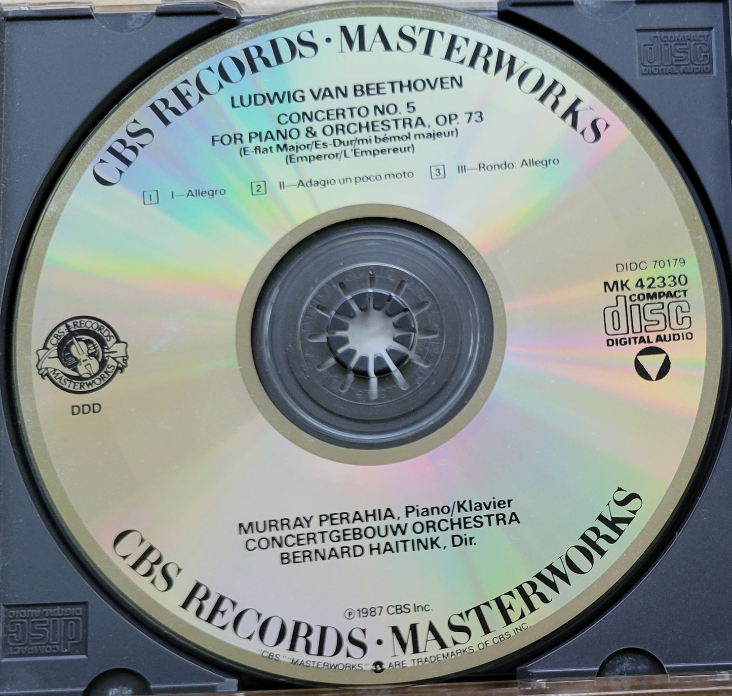 Music CD - Beethoven: Piano Concerto No. 5, Emperor, Bernard Haitink, 1987