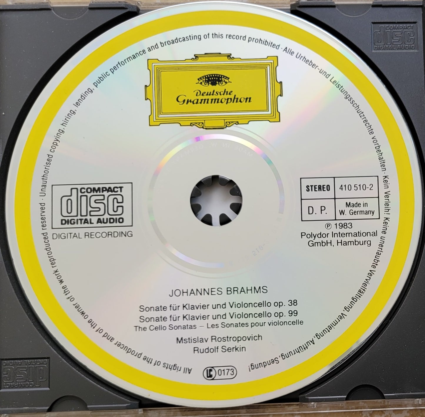 2. Music CD - Johannes Brahms: Cello Sonatas, Rostropovich, Rudolf Serkin, 1983