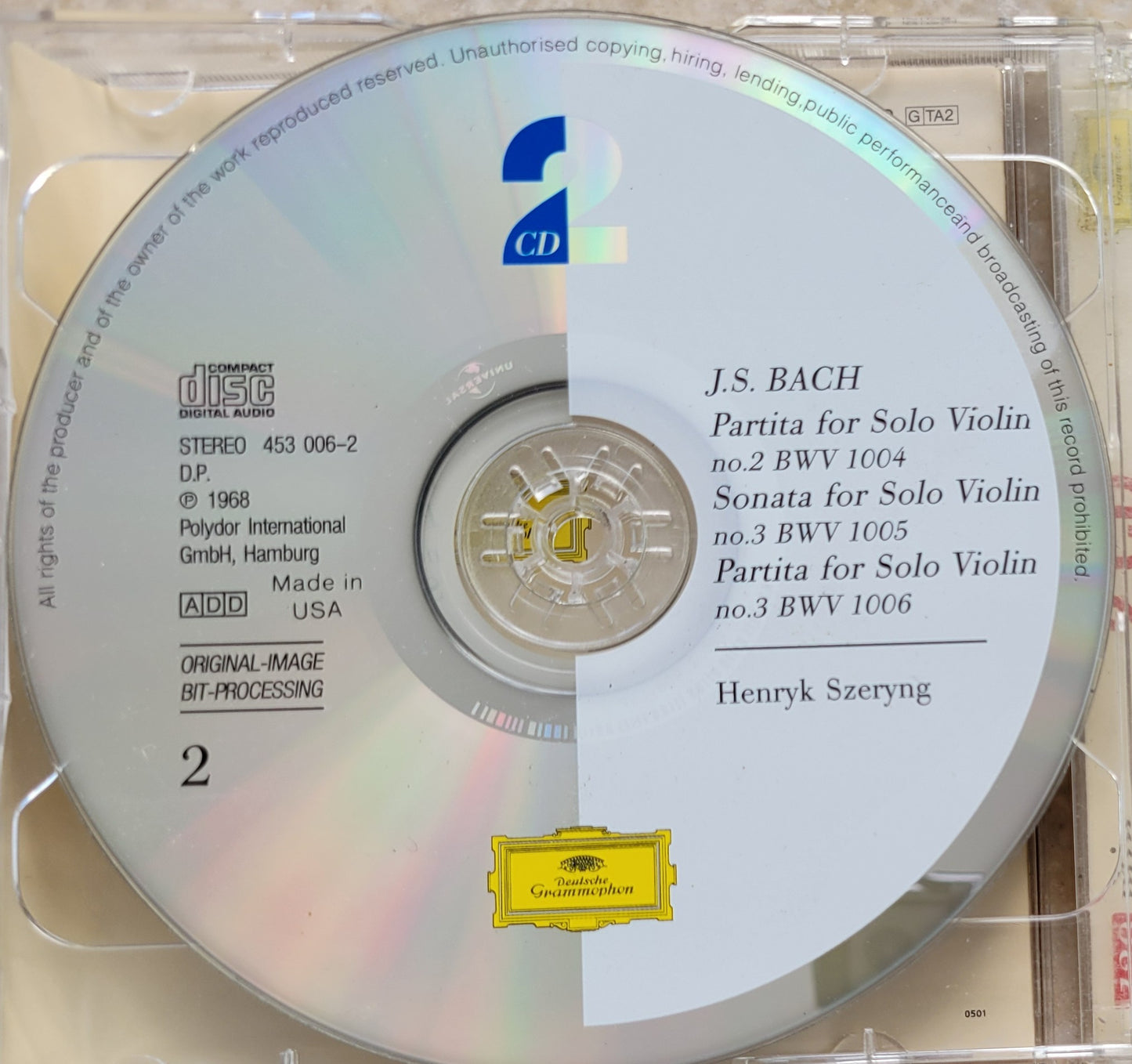 Music CD - Bach: Sonatas &amp; Partitas for Violin, Henryk Szeryng, 2CDs, 1968