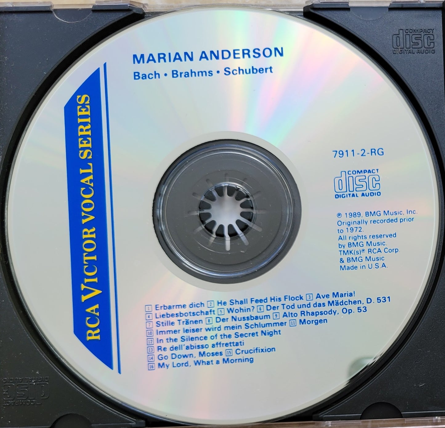 Music CD - Bach, Brahms, Schubert: Marian Anderson, 1989