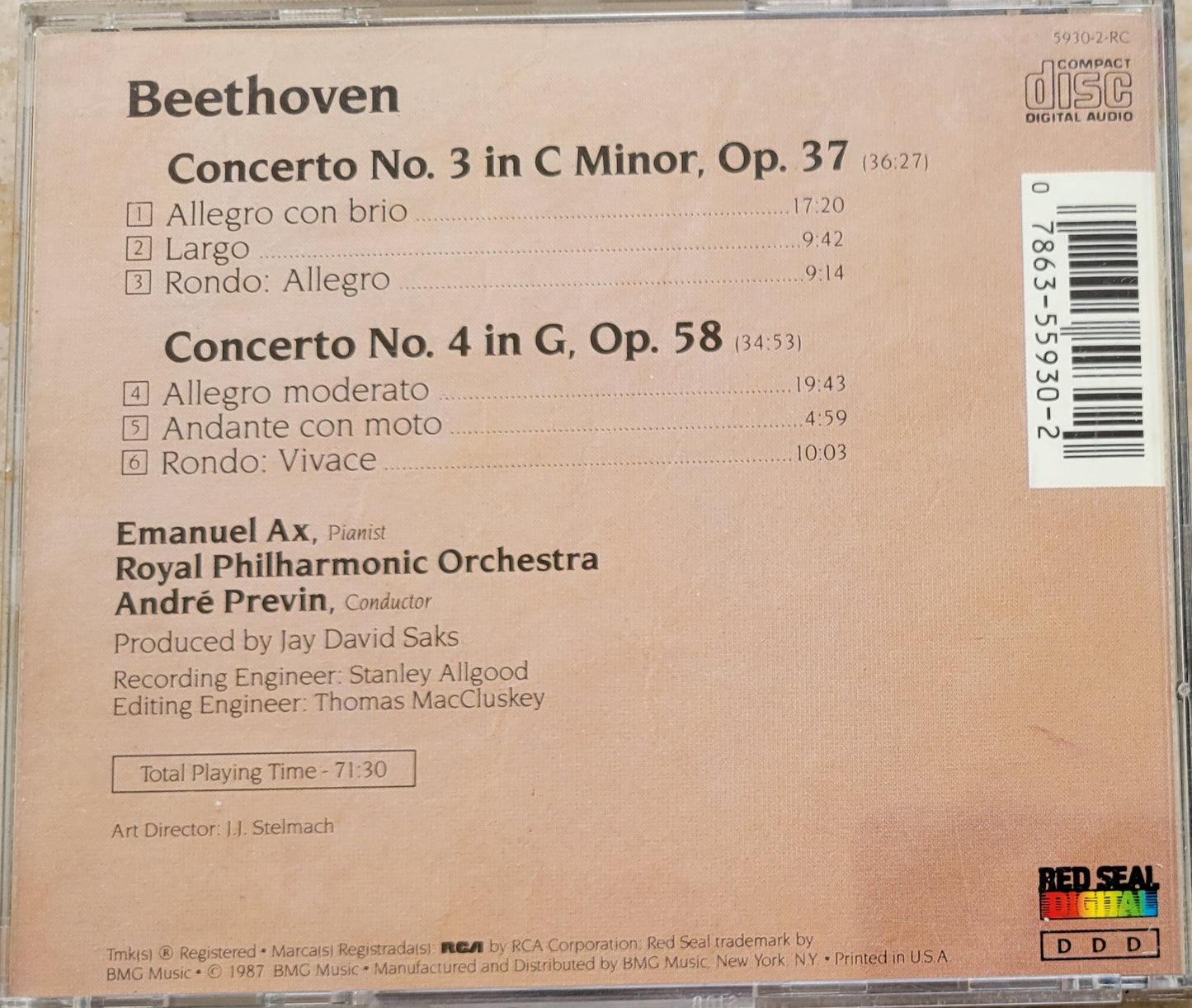 2. Music CD - Beethoven: Piano Concertos Nos. 3 & 4, Emanuel Ax, 1987